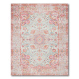 Blue Pink Distressed Floral Vintage Area Rug