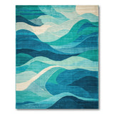 Teal Ocean Wave Abstract Area Rug