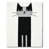 Black White Cartoon Cat Area Rug
