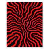 Red Bold Red Black Wavy Abstract Area Rug
