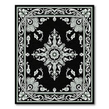 Black and White Ornate Black White Floral Medallion Area Rug