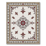 Ornate Red Floral Medallion Rug with Gold Frame