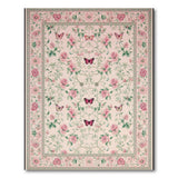 Blush Pink Floral Butterfly Area Rug