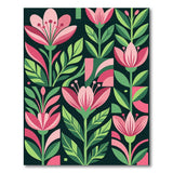 Vibrant Pink Geometric Floral Area Rug