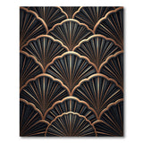 Black Gold Art Deco Fan Geometric Area Rug