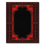 Washable Vintage Red and Black Floral Border Area Rug