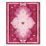 Ornate Pink Hearts Area Rug