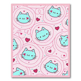 Kawaii Cyan Cat Hearts Pink Area Rug