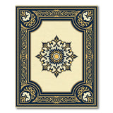 Ornate Navy Gold Medallion Area Rug