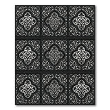 Ornate Black White Persian Lattice Area Rug