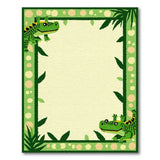 Playful Green Crocodile Border Kids Rug