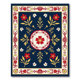 Multi-color and Patterns Navy Blue Traditional Persian Floral Area Rug