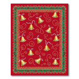 Festive Red Golden Bells Holly Border Rug