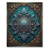 Ornate Teal Gold Baroque Area Rug