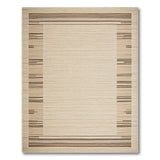 Beige Woven Area Rug with Brown Geometric Stripes