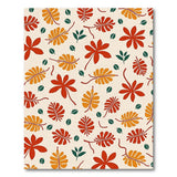 Vibrant Red Orange Leaf Pattern Boho Area Rug