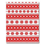 Red White Snowflake Floral Border Rug
