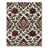 Red Purple Floral Damask Area Rug