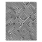 Black and White Maze Black White Geometric Maze Labyrinth Rug