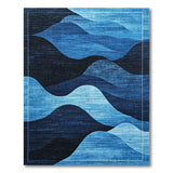 Layered Navy Blue Wave Abstract Area Rug