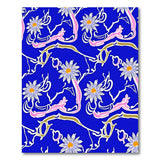 Blue Swirling Daisy Floral Area Rug