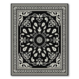 Ornate Black White Persian No. 14 Area Rug