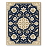 Navy Blue Floral Medallion Persian Rug