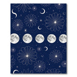 Navy Celestial Floral Rug with Moons Stars
