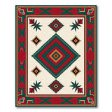 Southwestern Red Green Geometric Diamond Rug