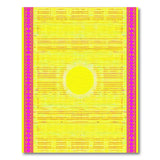 Vibrant Yellow Sunburst Rug with Pink Geometric Borders