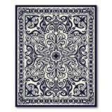 Intricate Black White Persian Medallion Traditional Persian Rug
