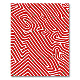 Bold Red Maze Geometric Area Rug with Green Accents