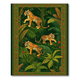 Washable Emerald Green Tropical Tiger Area Rug