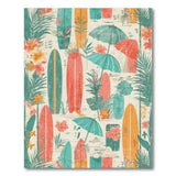 ODIKA Tropical Surfboard Washable Area Rug - Low Pile Non-Slip Coastal Decor