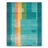 Vibrant Teal Multi-Color Geometric Area Rug