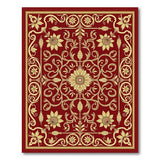 Ornate Red and Gold Sunflower Floral Area Rug