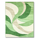 Modern Green Wave Abstract Area Rug