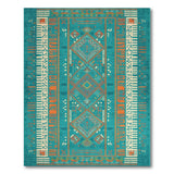 Teal and Orange Geometric Heritage Tribal Rug