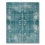 Teal Distressed Grid Vintage Area Rug