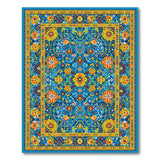 Vibrant Turquoise Persian Floral Area Rug
