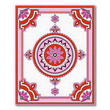 Pink Floral Scalloped Medallion Area Rug
