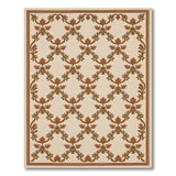 Cream Rust Floral Trellis Area Rug