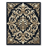 Opulent Gold Baroque Damask Area Rug
