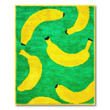 Vibrant Yellow Banana Pattern Green Area Rug