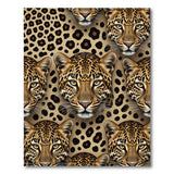 Fierce Leopard Faces Print Area Rug