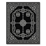 Black White Ornate Persian Medallion Rug