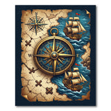 Vintage Compass Treasure Map Area Rug