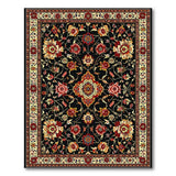 Black Persian Floral Area Rug with Vibrant Medallion