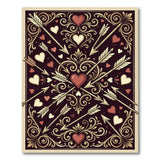 Ornate Hearts Arrows Red Area Rug
