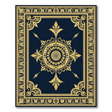 Gold and Silver Navy Blue Gold Ornate Medallion Area Rug